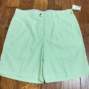 Donald Ross Mens Golf Shorts 38 Key Lime Green White Seersucker Stripe DR0638